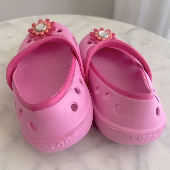 Crocs Kids Girls Keeley Springtime Embellished Mary Jane Flats Shoes Pink 6/ C6 - Picture 5 of 13
